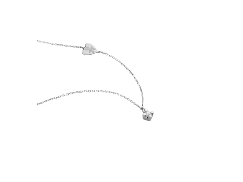 18KT WHITE GOLD NECKLACE WITH DIAMOND AND ENGRAVED BOY SILHOUETTE PER SEMPRE LE BEBE' LBB260